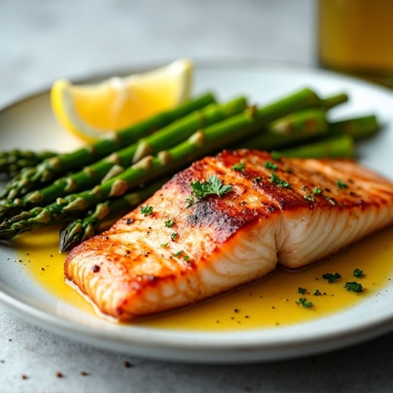 Crispy Pan-Seared Salmon with Roasted Asparagus
