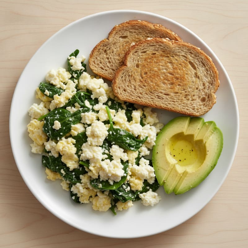 Egg White and Cottage Cheese Scramble with Spinach