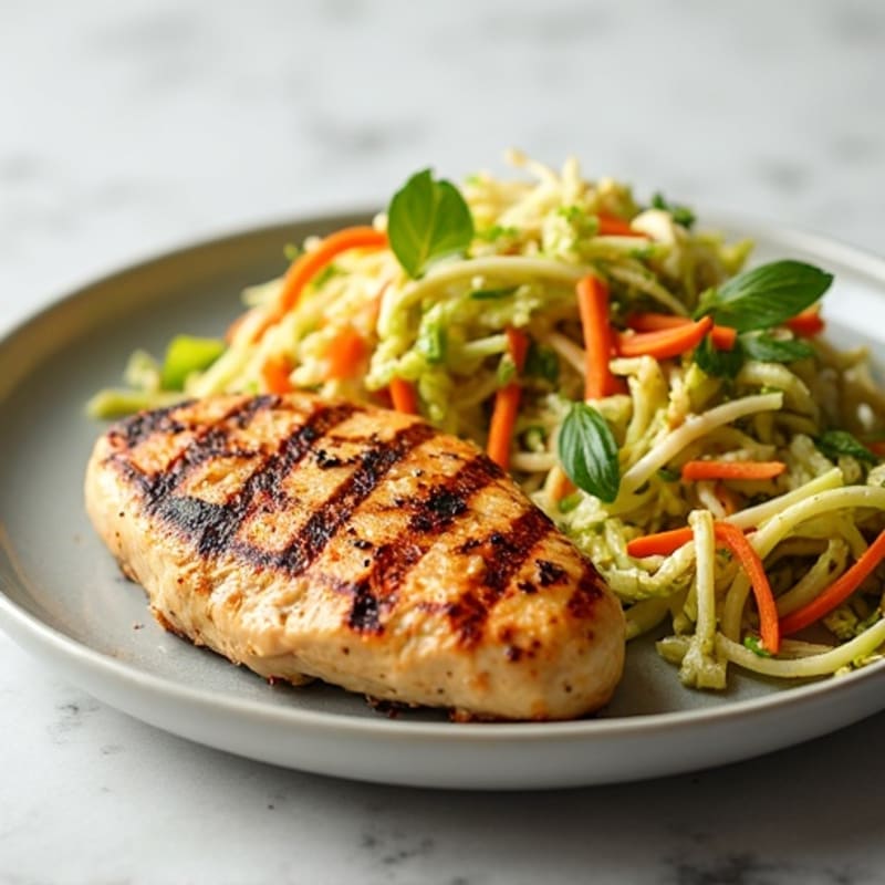 Grilled Chicken Breast with Crunchy Vegetable Slaw