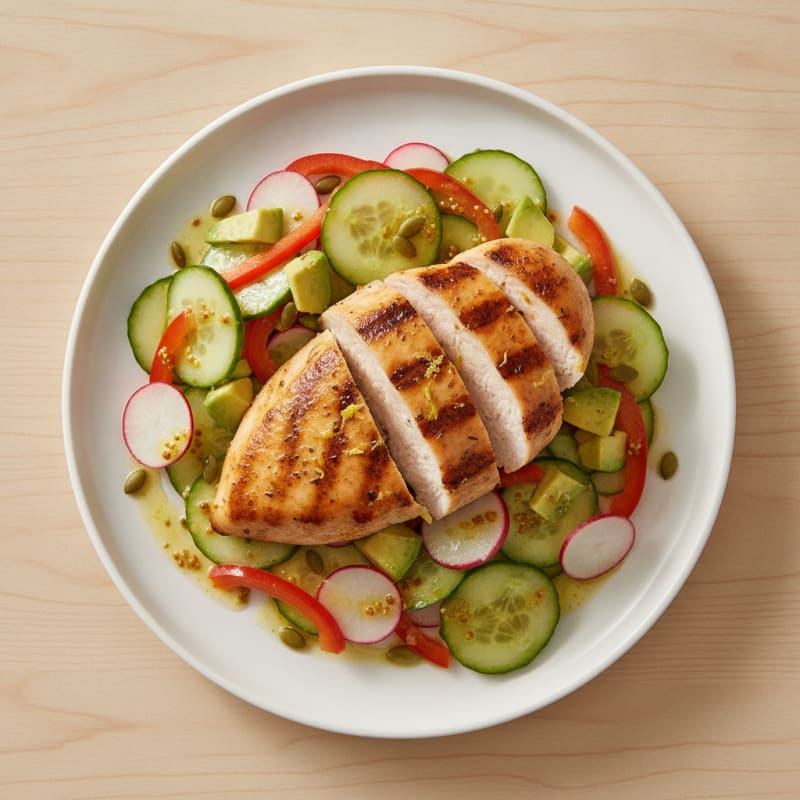 Grilled Chicken Breast with Crunchy Veggie Salad
