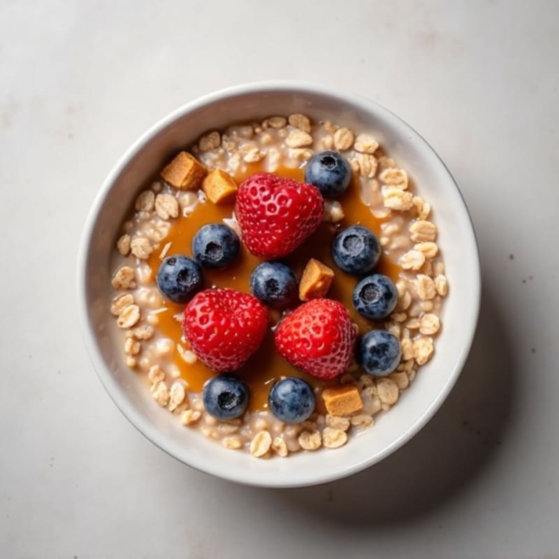 Creamy Peanut Butter Protein Oats with Fresh Berries