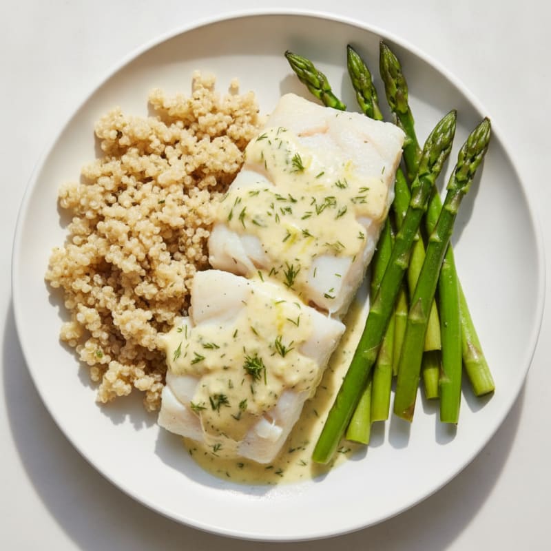 Herb-Steamed Cod with Lemon-Dill Sauce