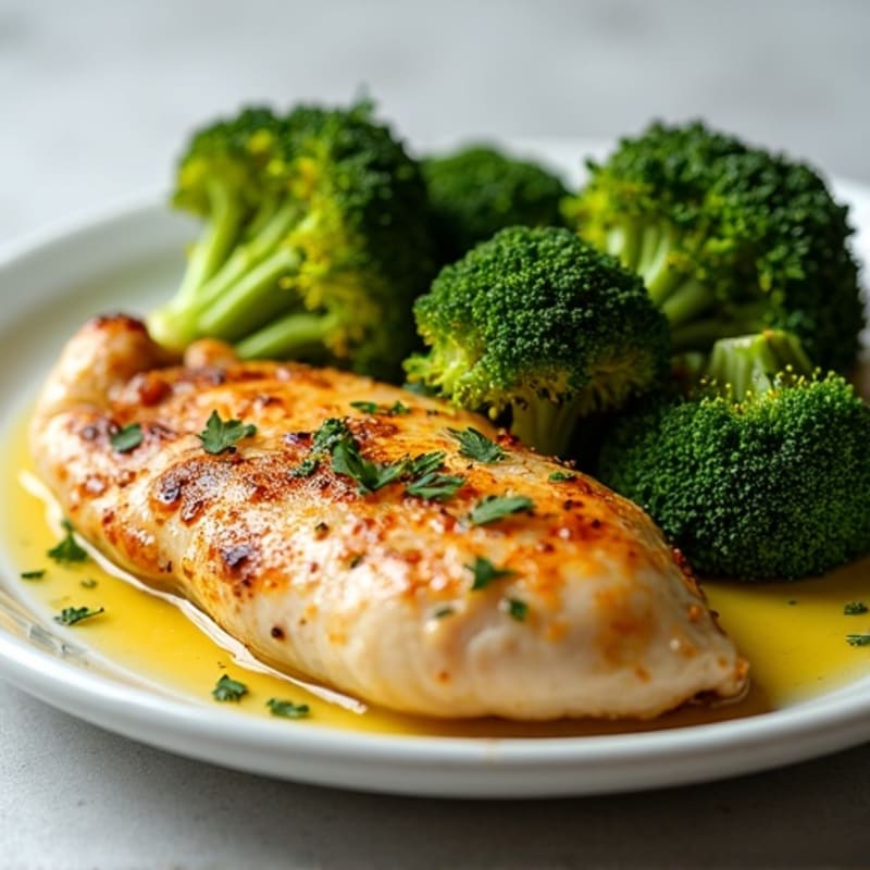 Lemon Garlic Roasted Chicken with Crispy Broccoli