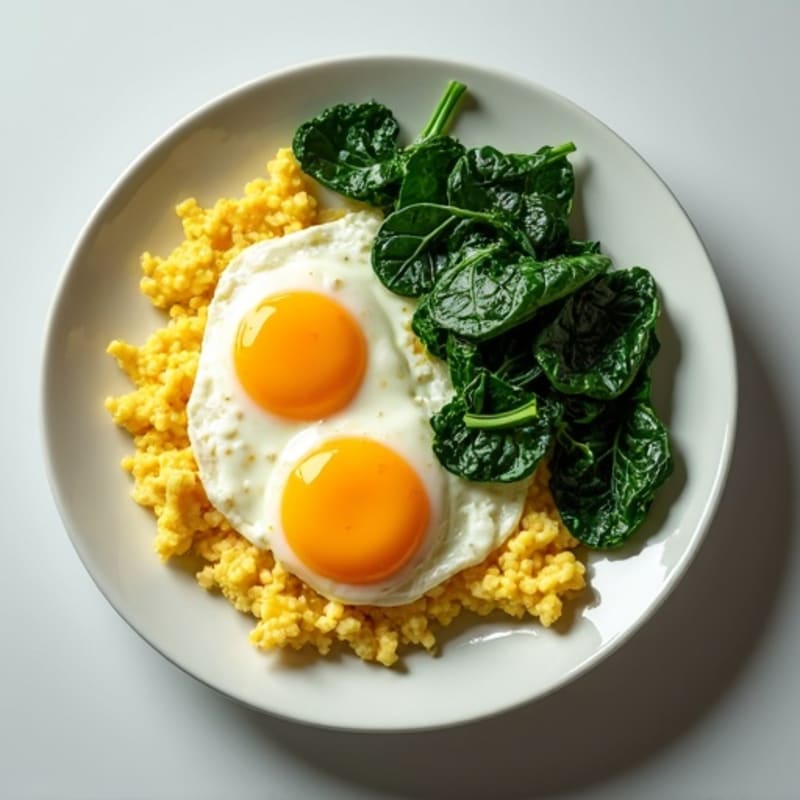 Egg White Scramble with Cottage Cheese and Sautéed Spinach