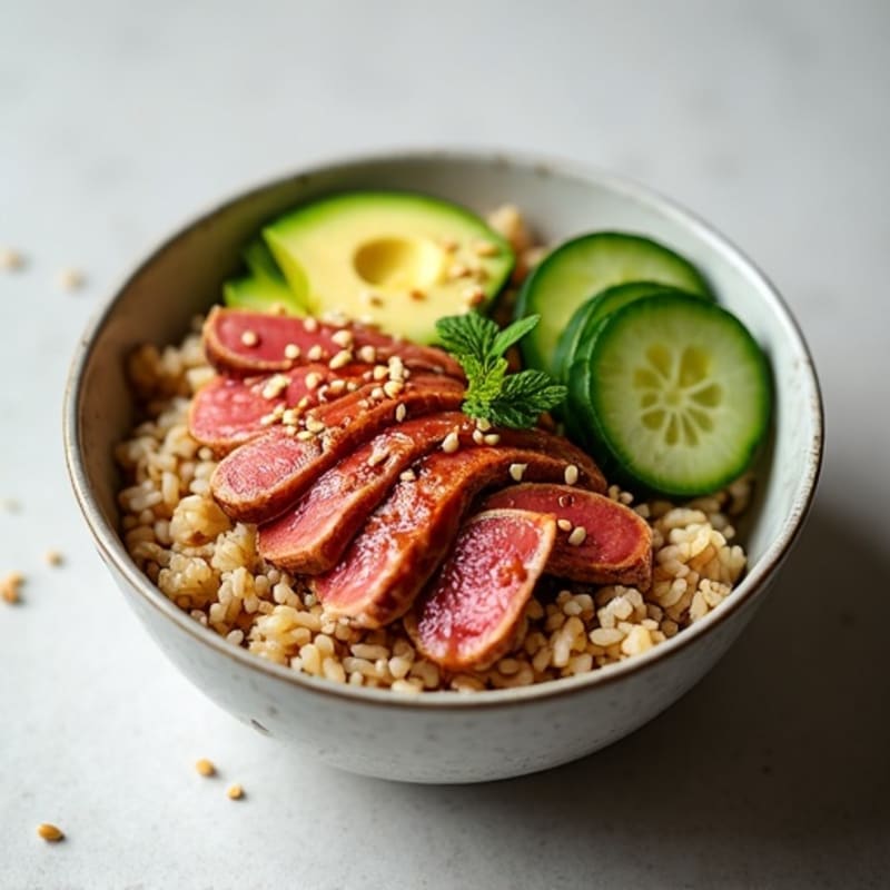 Sesame Soy Tuna Rice Bowl with Creamy Avocado
