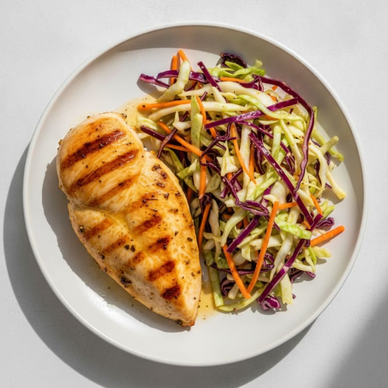 Grilled Chicken Breast with Crunchy Cabbage Slaw