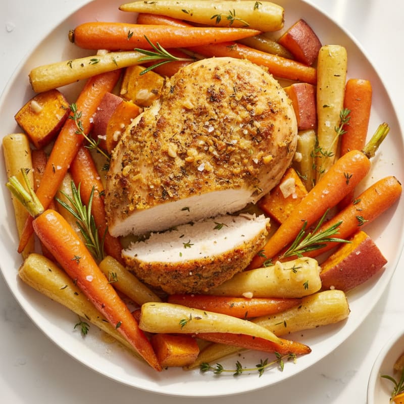 Garlic Herb Roasted Chicken with Root Vegetables