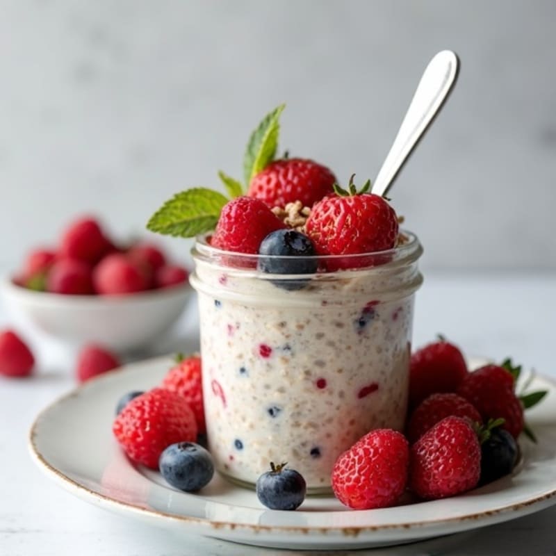 Creamy Protein Overnight Oats with Fresh Berries