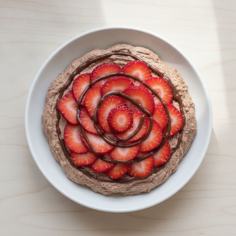 Silky Chocolate Protein Mousse with Sliced Strawberries
