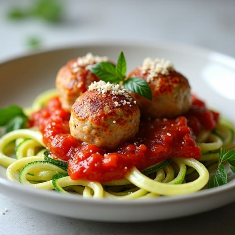 Lean Turkey Meatballs with Fresh Marinara and Spiralized Zucchini