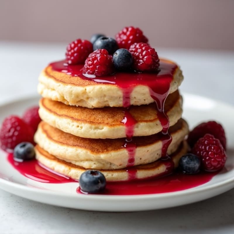 Fluffy Protein Pancakes with Berry Compote