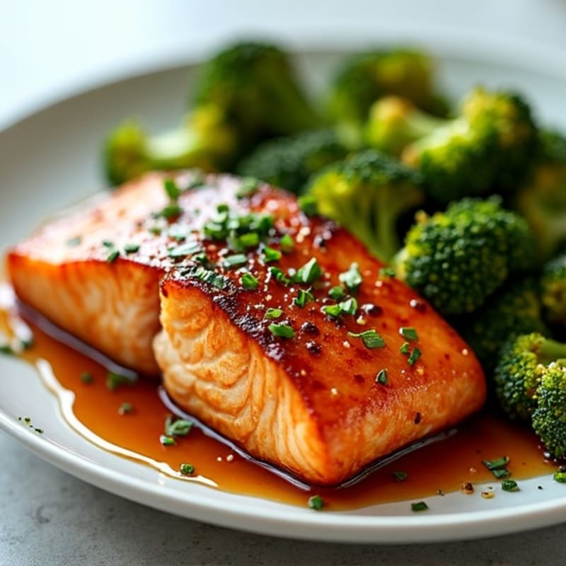 Crispy Teriyaki Glazed Salmon with Roasted Broccoli