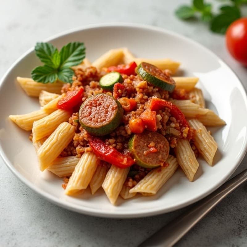 Hearty Lean Sausage and Vegetable Ragu with Whole Wheat Pasta