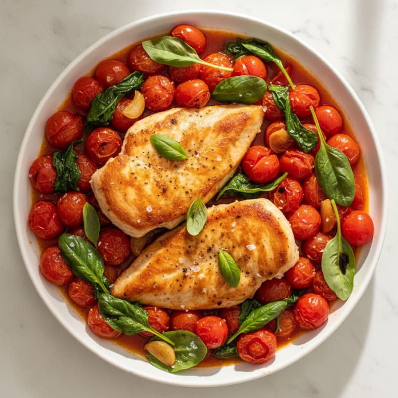 Pan-Seared Chicken with Burst Tomatoes