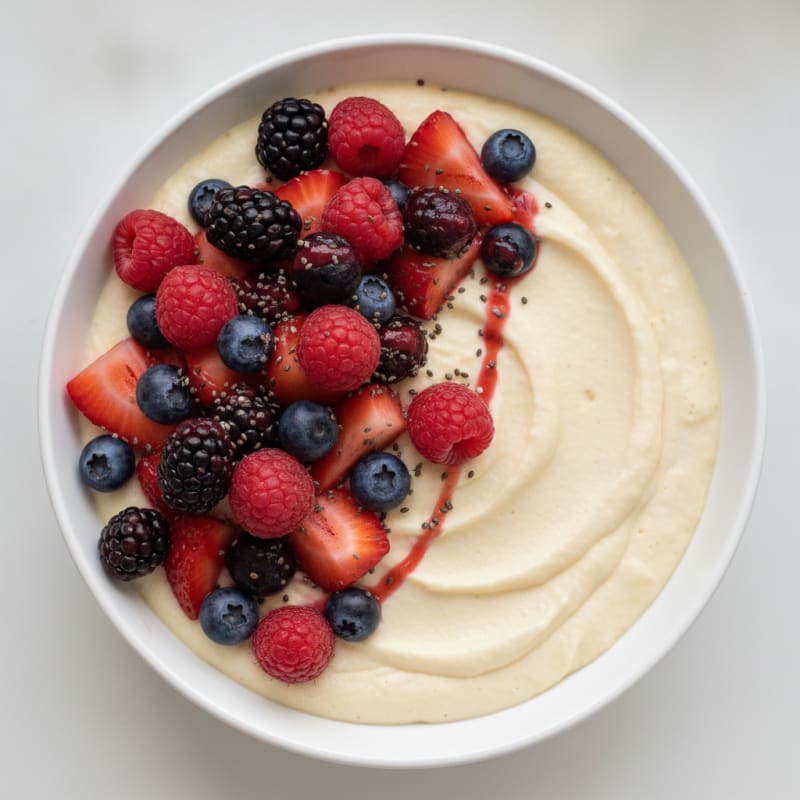 Creamy Vegan Protein Pudding with Mixed Berries