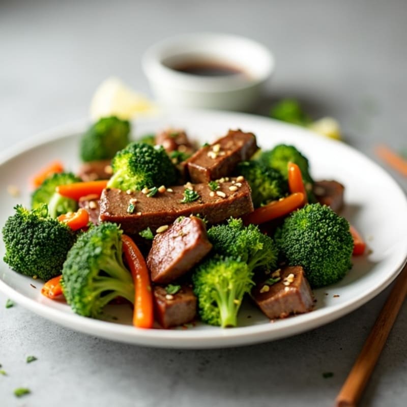 Lean Garlic-Ginger Beef with Crispy Broccoli Stir-Fry