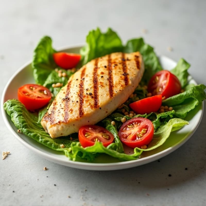 Grilled Chicken Breast with Crisp Romaine and Cherry Tomatoes
