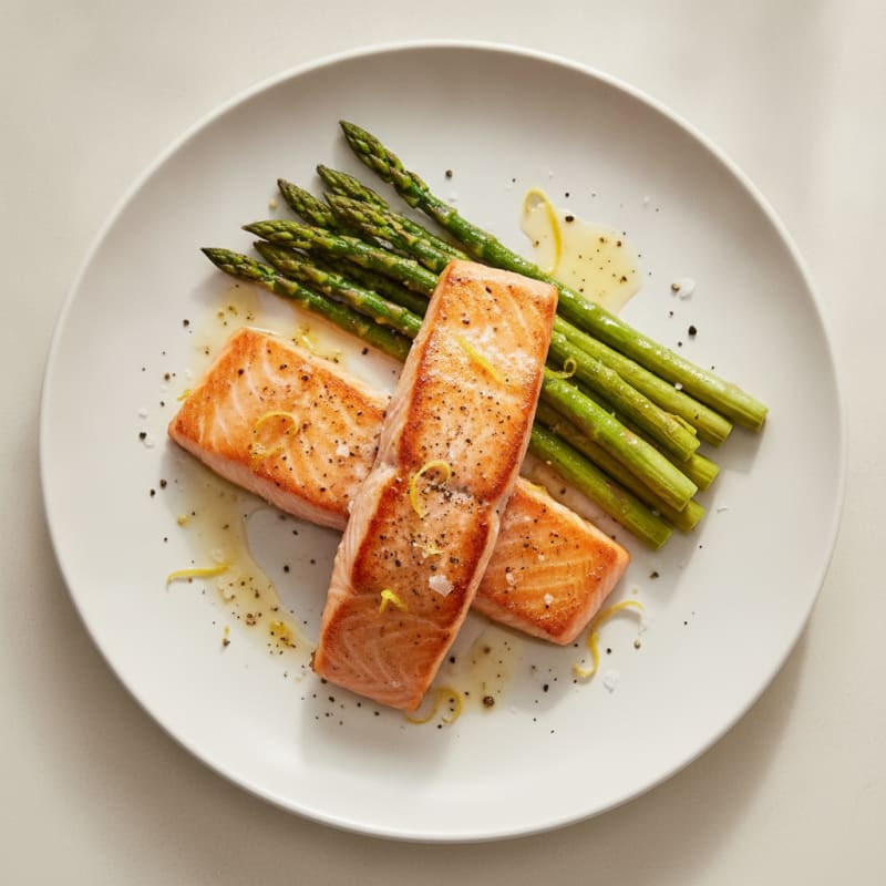 Pan-Seared Salmon with Roasted Asparagus
