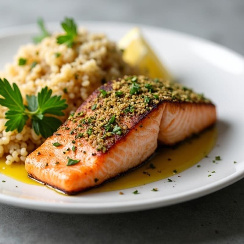 Herb-Crusted Pan Seared Salmon with Quinoa