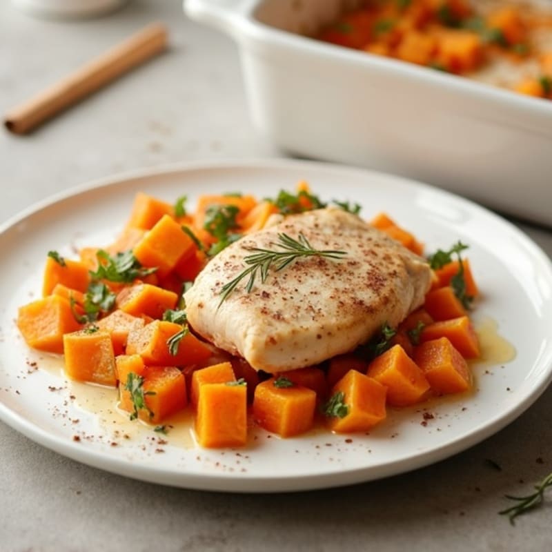 Creamy Cinnamon Chicken and Sweet Potato Bake