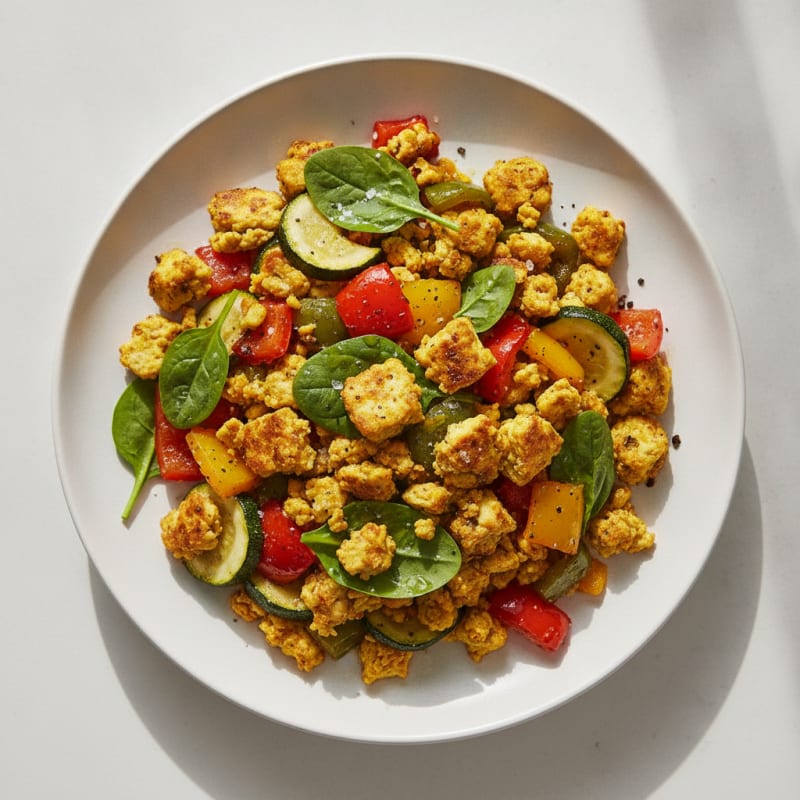 Savory Tofu Scramble with Roasted Vegetables