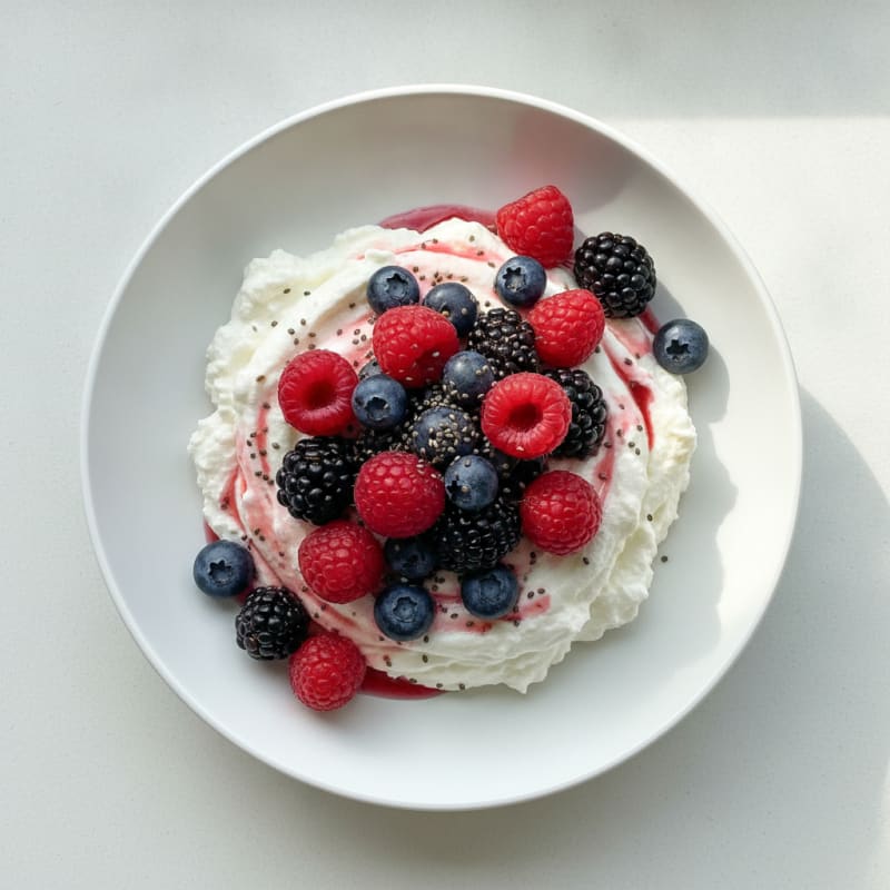 Silky Greek Yogurt Protein Pudding with Mixed Berries