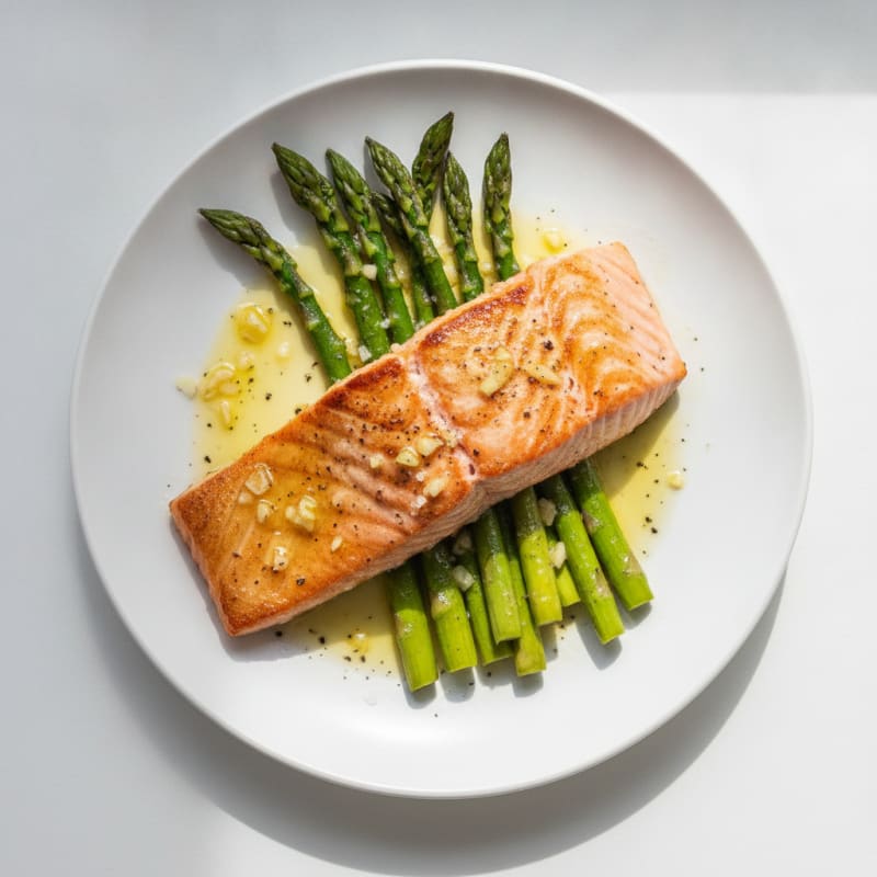 Pan-Seared Salmon with Roasted Asparagus