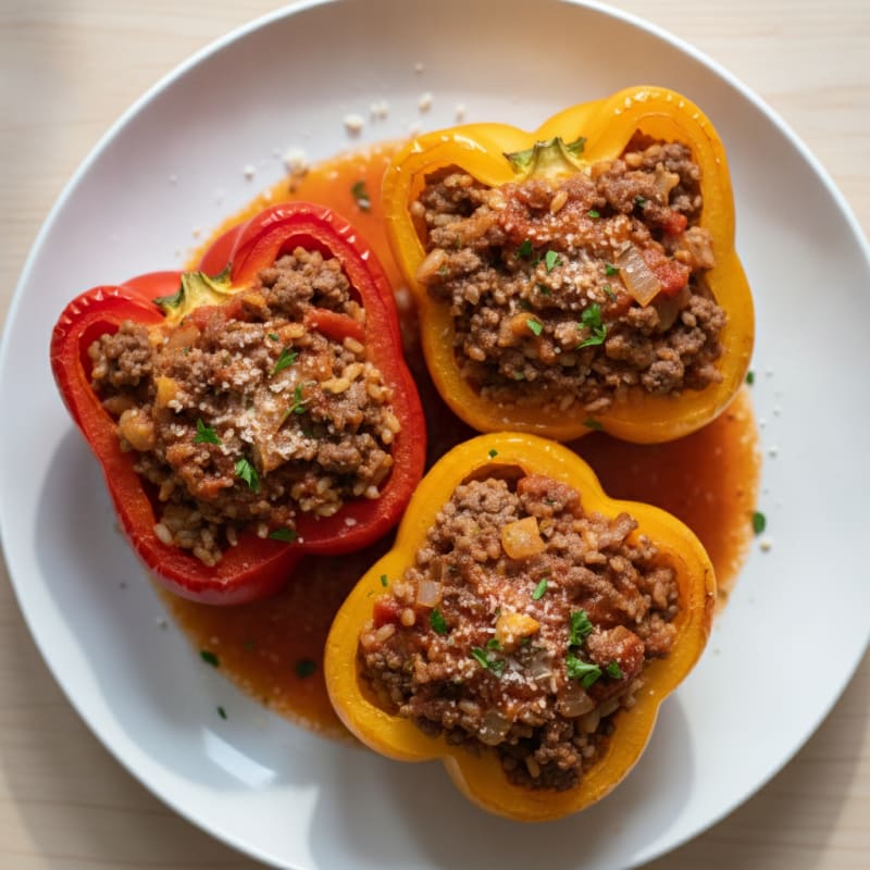 Beef and Rice Stuffed Bell Peppers