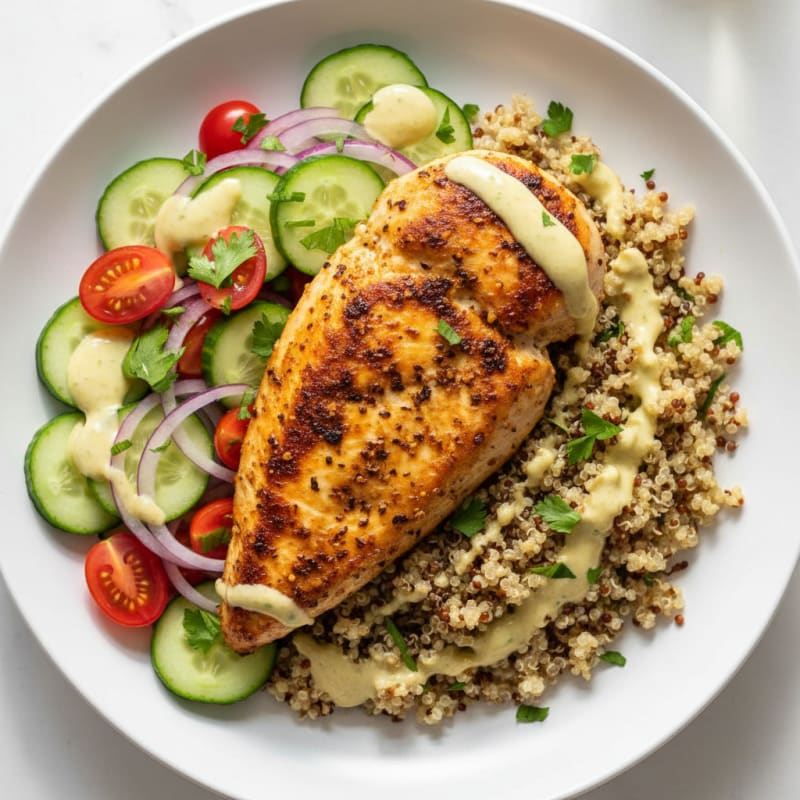 Crispy Lemon-Herb Chicken Shawarma Bowls