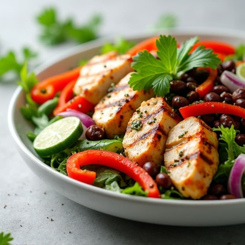 Grilled Chicken and Black Bean Salad with Crunchy Vegetables