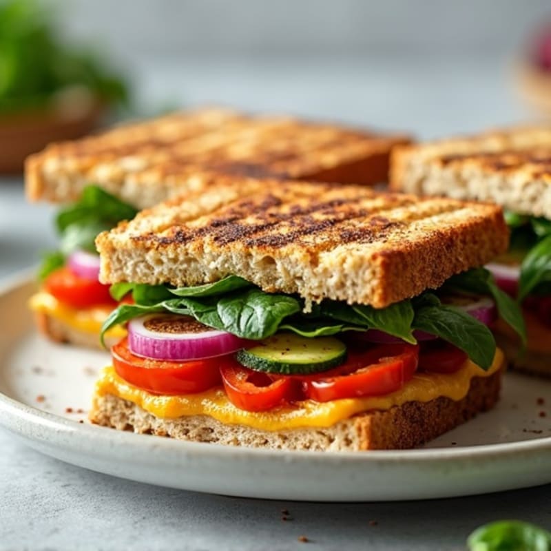 Fresh Grilled Veggie Sandwich with Creamy Hummus