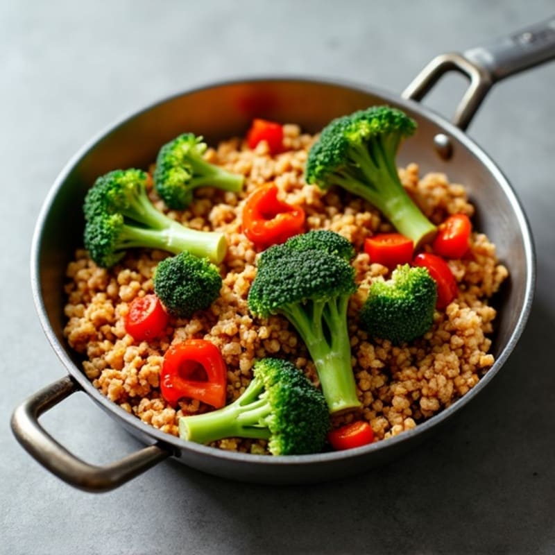 Spicy Ground Chicken and Crispy Broccoli Skillet