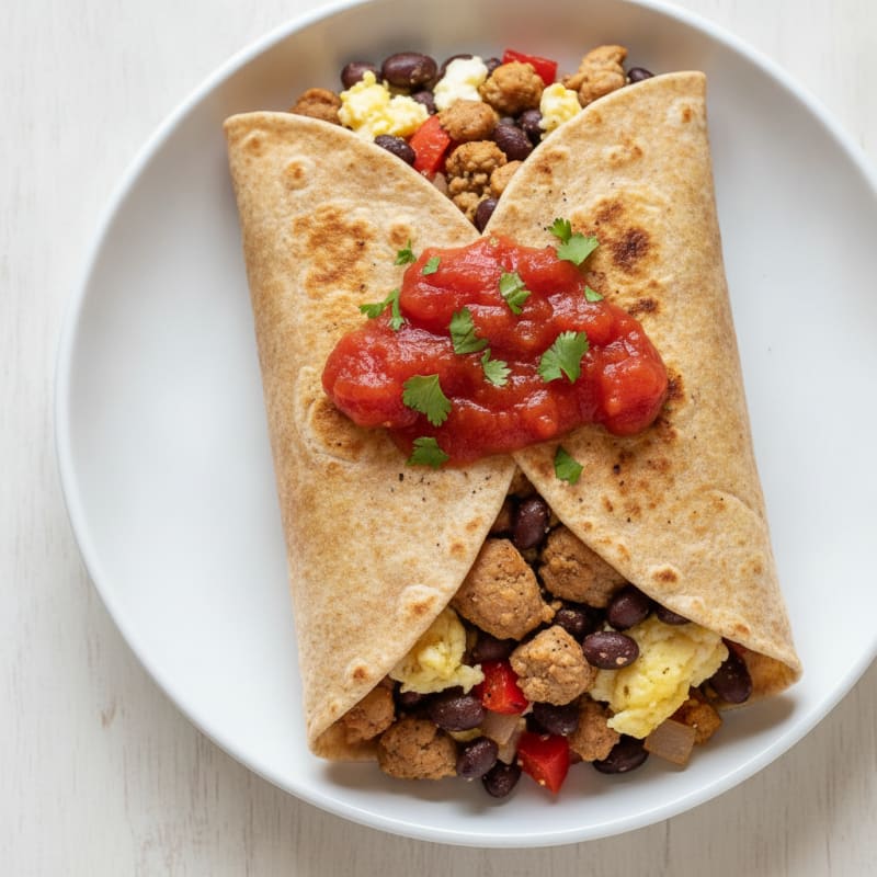 Lean High-Protein Black Bean Breakfast Burrito