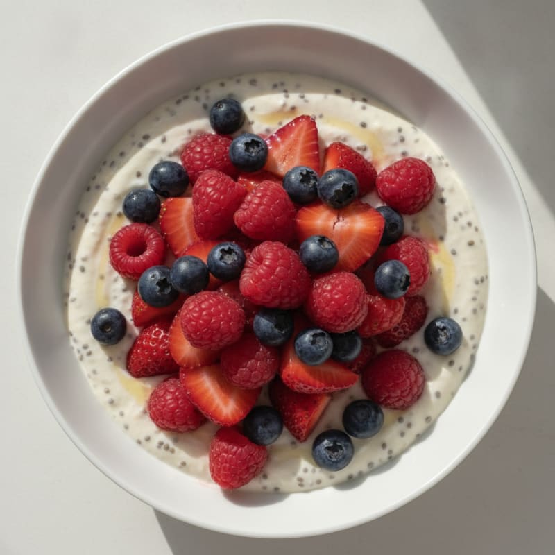 Creamy Greek Yogurt Protein Pudding with Mixed Berries