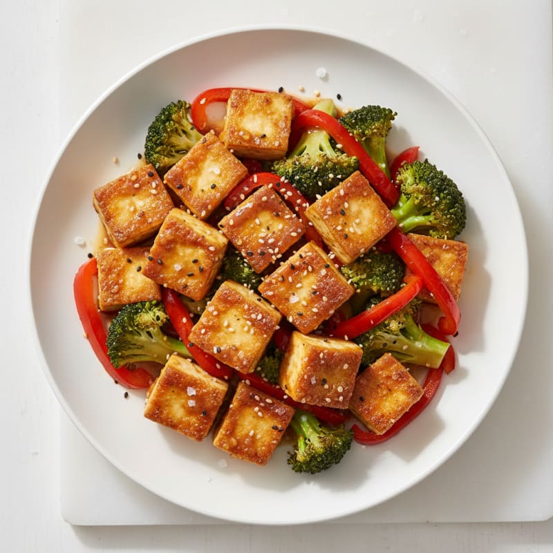 Pan-Seared Tofu with Garlic-Ginger Sauce