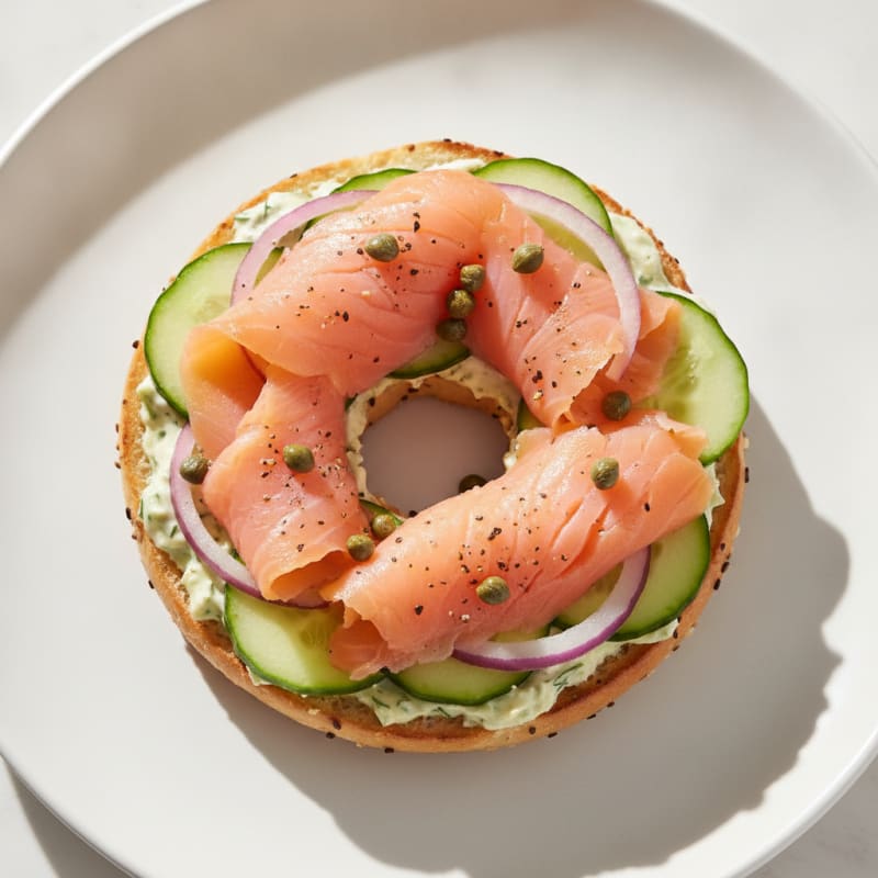 Smoked Salmon Everything Bagel Sandwich