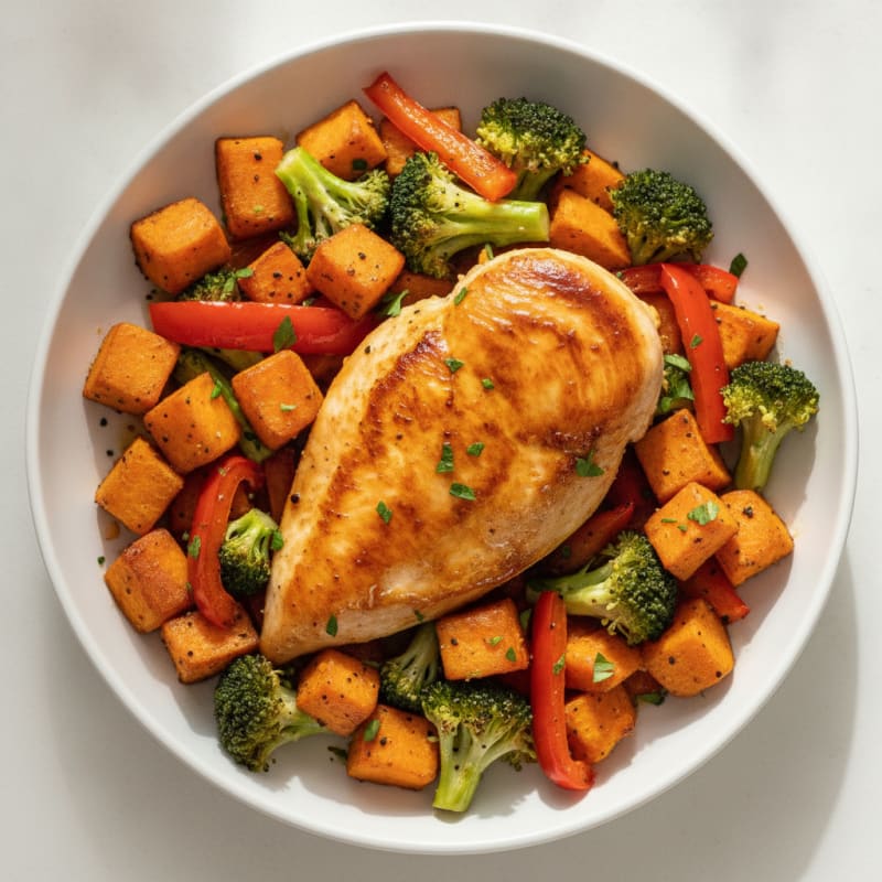Pan-Seared Chicken with Roasted Vegetables