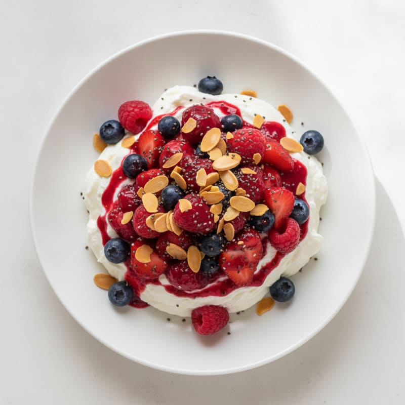 Greek Yogurt Protein Mousse with Mixed Berries