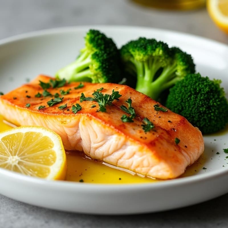 Lemon-Garlic Roasted Salmon with Crispy Broccoli