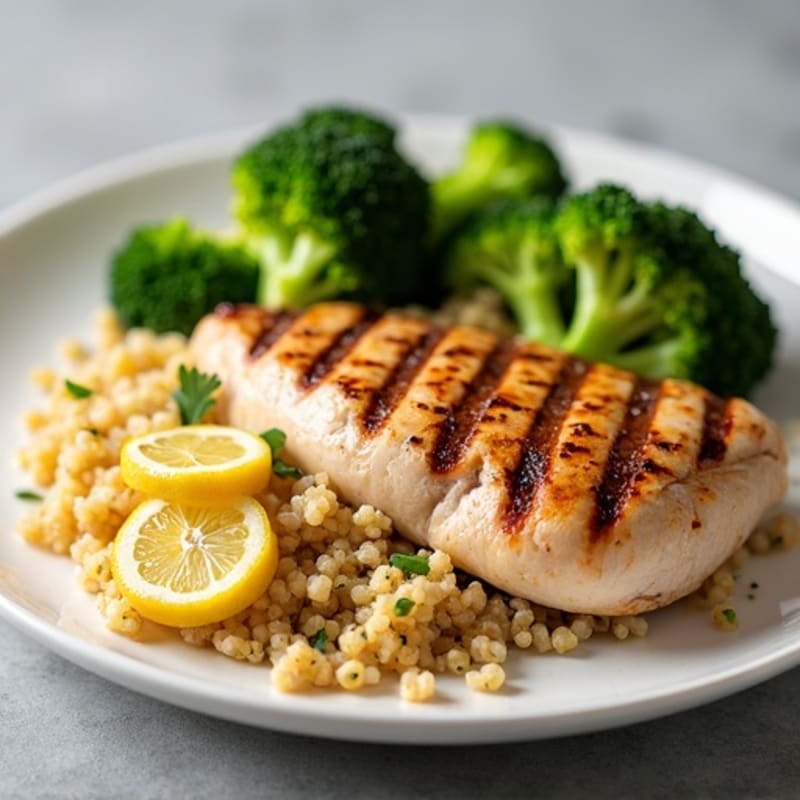 Grilled Turkey Breast with Quinoa and Steamed Broccoli
