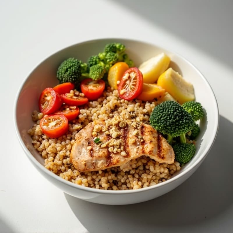 Grilled Chicken and Quinoa Bowl with Roasted Vegetables