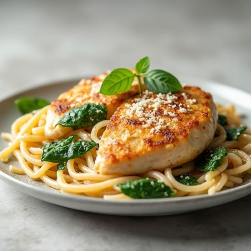 Creamy Garlic Parmesan Chicken with Whole Wheat Pasta