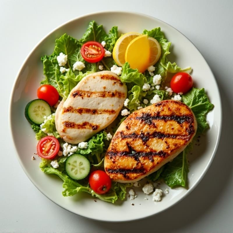 Grilled Chicken Breast with Crunchy Romaine Salad