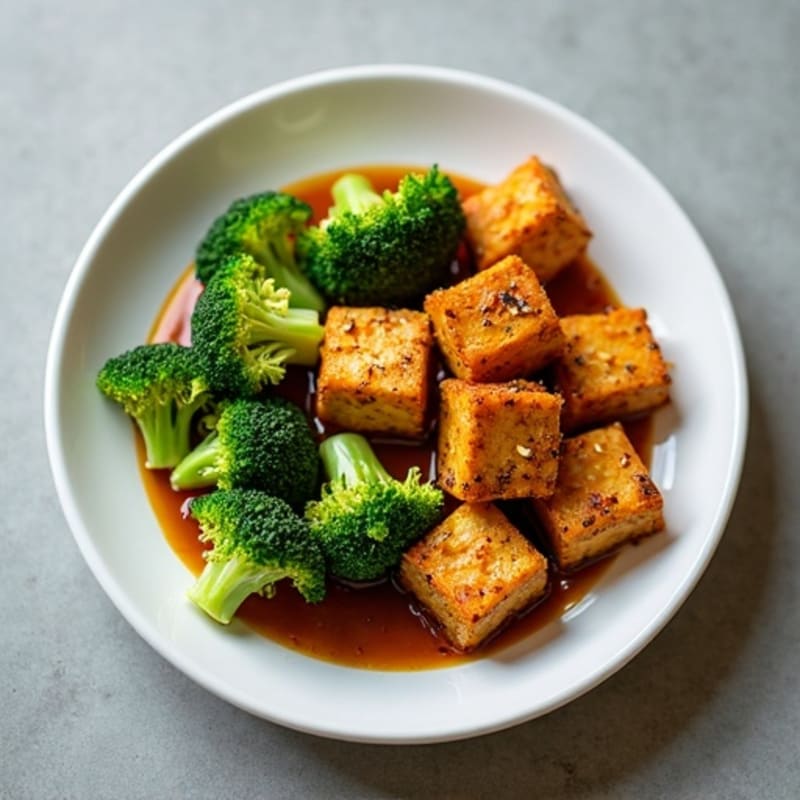 Crispy Sesame Ginger Tofu with Roasted Broccoli