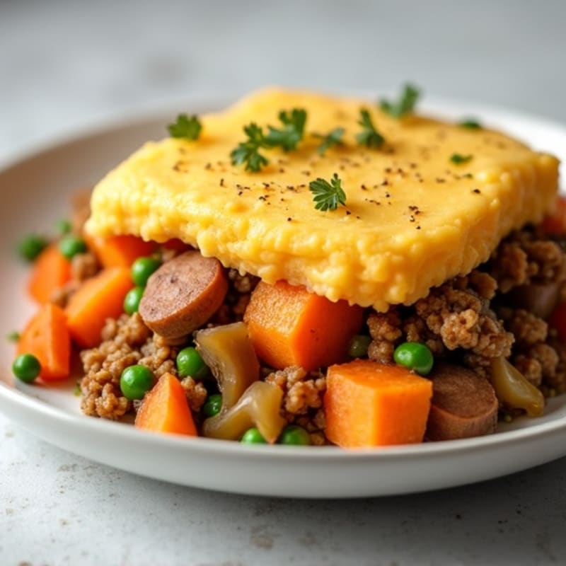 Lean Turkey Shepherd's Pie with Creamy Sweet Potato Topping