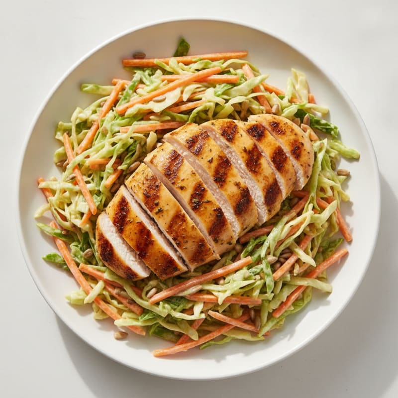 Grilled Chicken Breast with Crunchy Cabbage Slaw