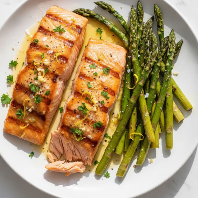 Lemon Herb Grilled Salmon with Asparagus
