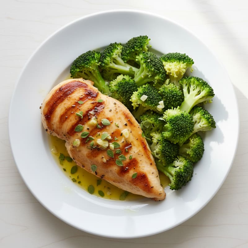 Lemon Herb Chicken Breast with Steamed Broccoli