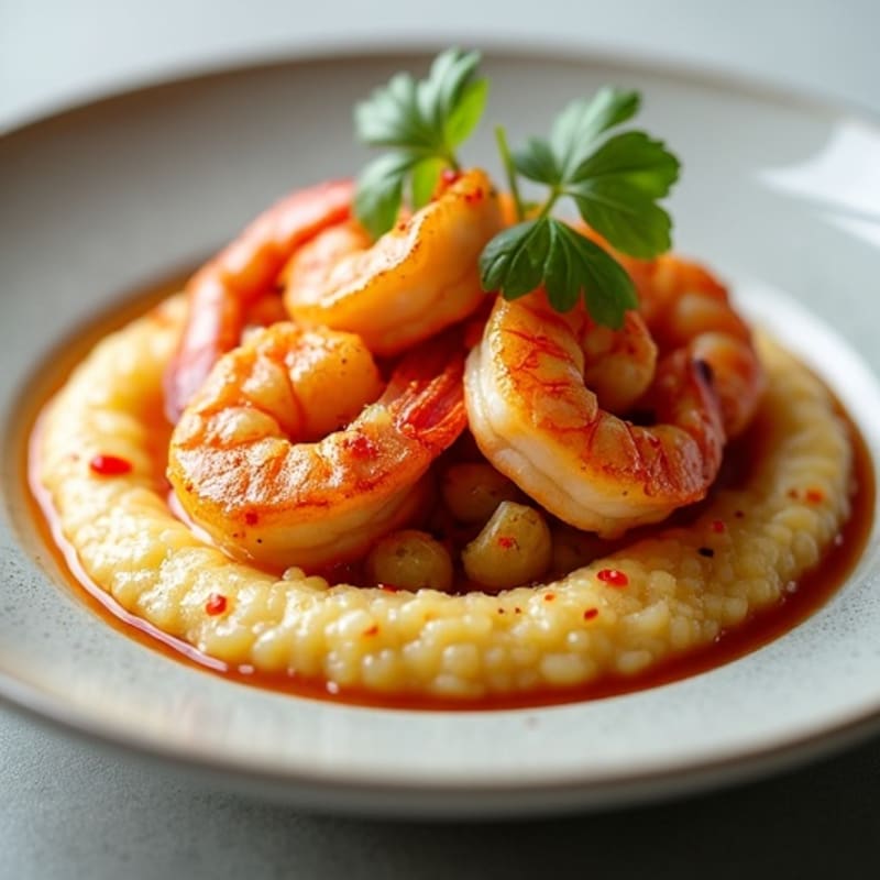 Spicy Pan-Seared Shrimp with Creamy Grits