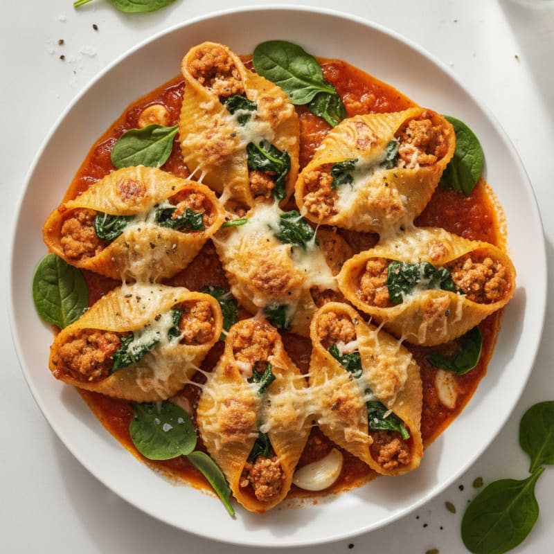 Baked Spinach Ricotta Stuffed Shells